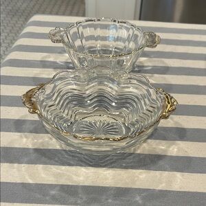 Vintage Gold and Clear Glass Bowls